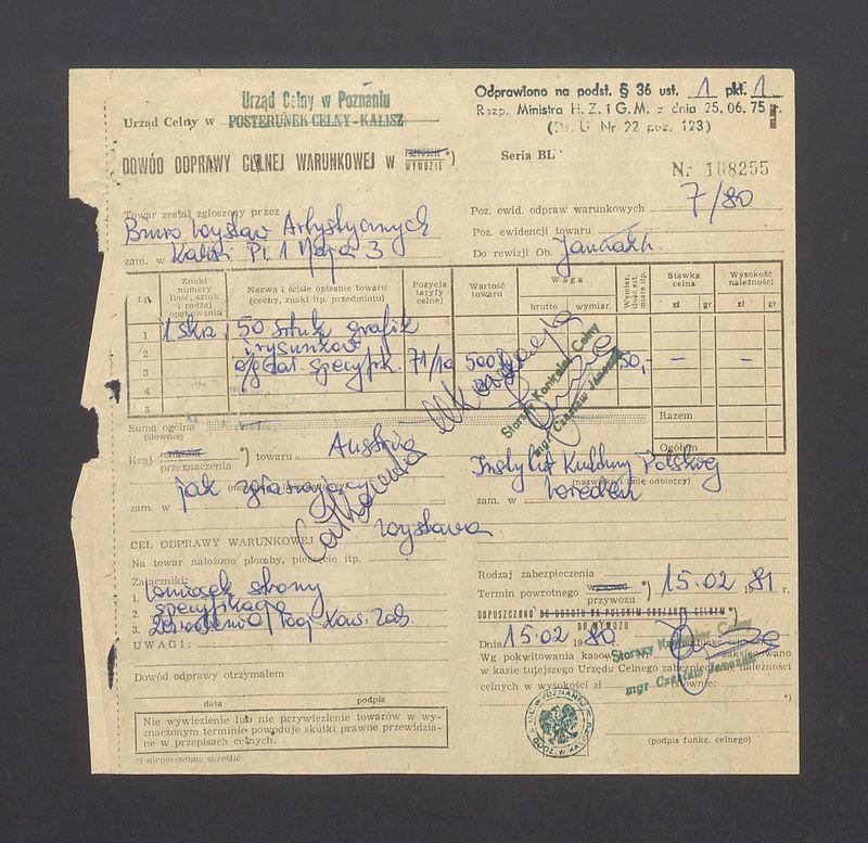 Dowód odprawy celnej warunkowej w wywozie