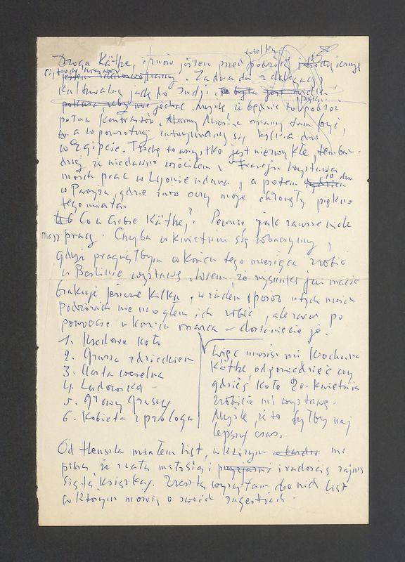 List (brudnopis) do Kathe