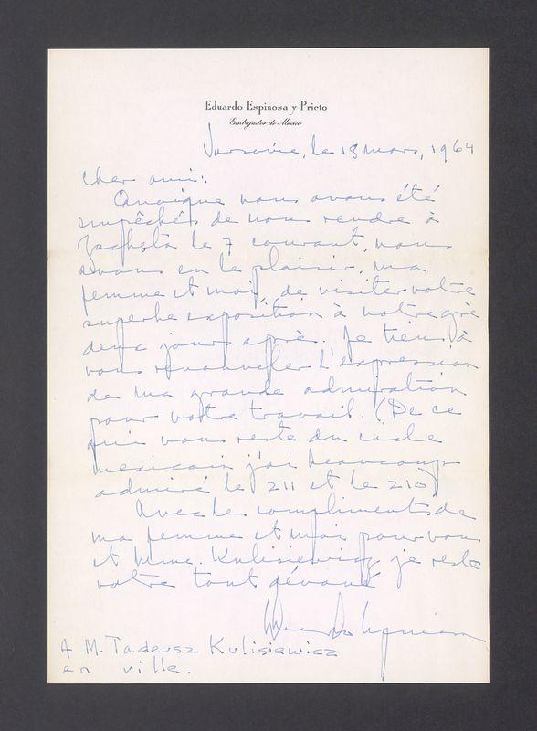 Eduardo Espinosa y Prieto, Embajador de Mexico