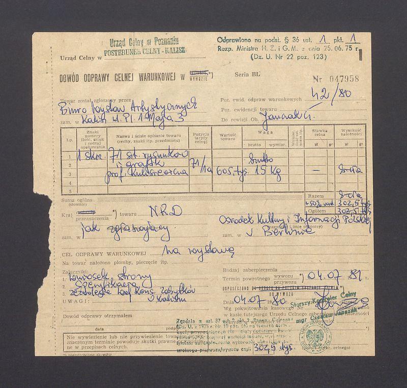 Dowód odprawy celnej warunkowej w wywozie