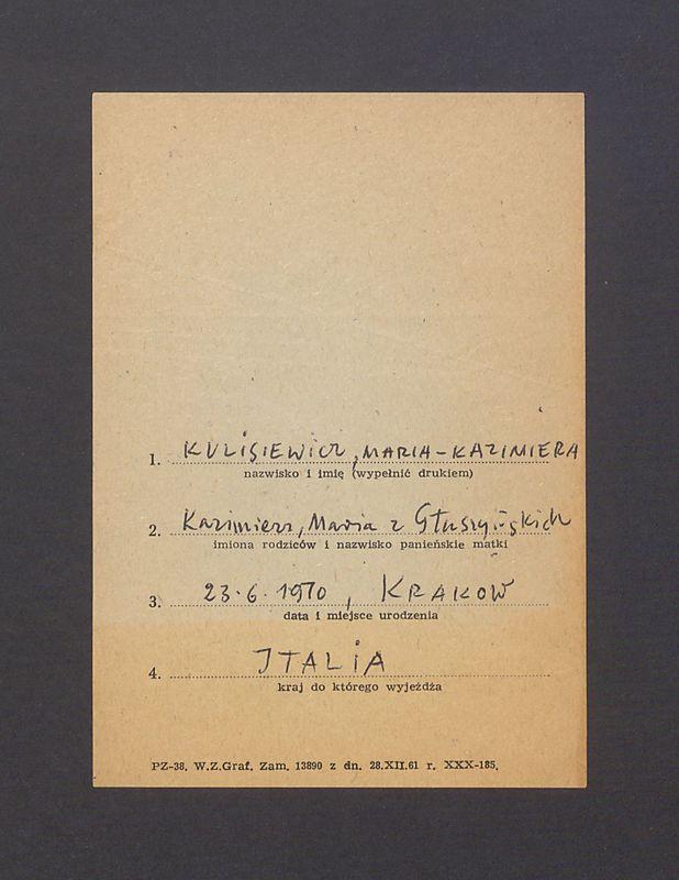 Kulisiewicz Maria Kazimiera