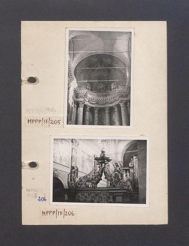 Wnętrze gnieźnieńskiej katedry. Połowa kopuły absydy o wystroju barokowym.