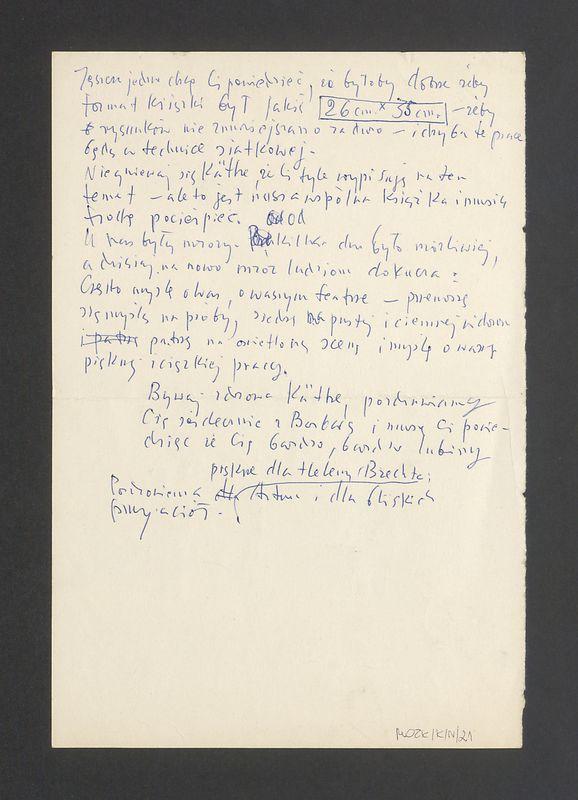 List (brudnopis) do Kathe