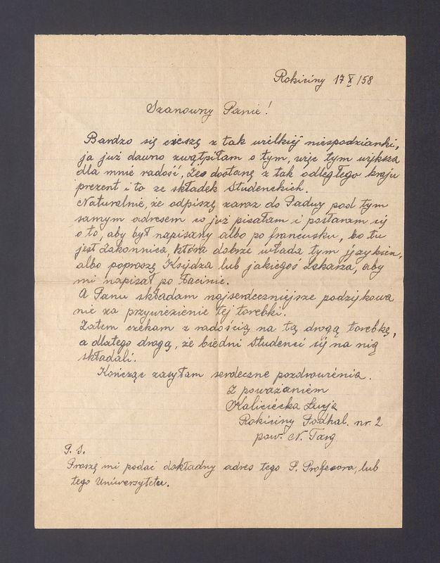 Szanowny Panie! Bardzo się cieszę z tak wielkiej niespodzianki [...]