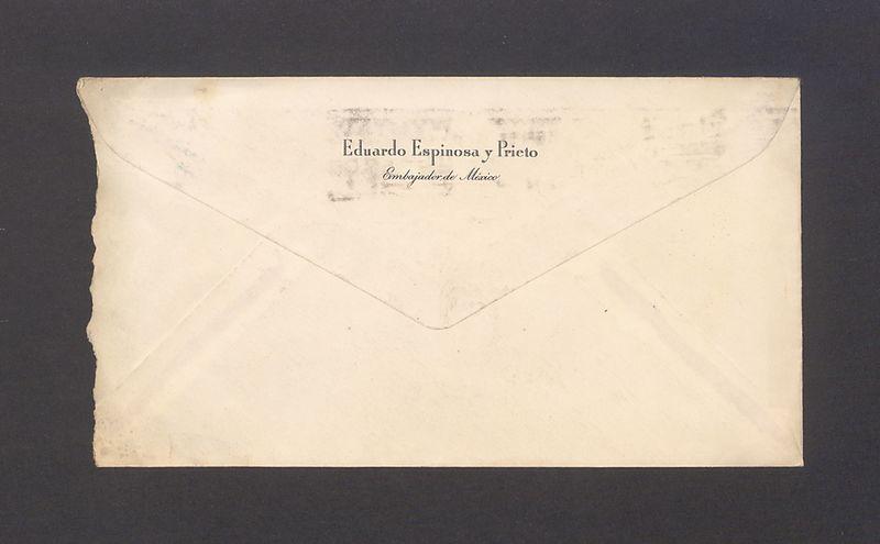 Koperta, nad. Eduardo Espinosa y Prieto, Embajador de Mexico