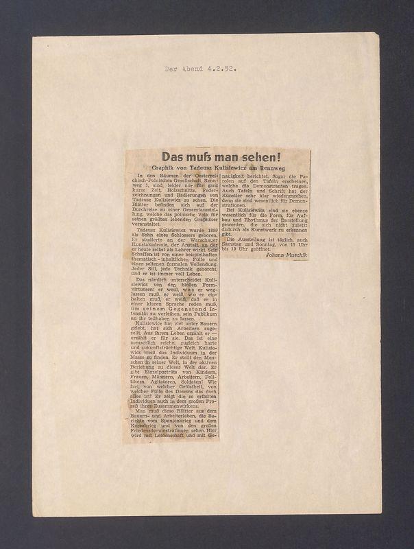 Das muss man sehen! Graphik von Tadeusz Kulisiewicz am Rennweg