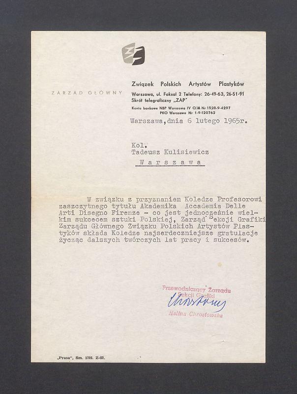 W związku z przyznaniem Koledze Profesorowi zaszczytnego tytułu Akademika Accademia Delle Arti Disegno Firenze [...]