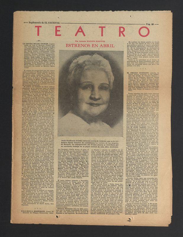 Teatro. Estrenos en Abril