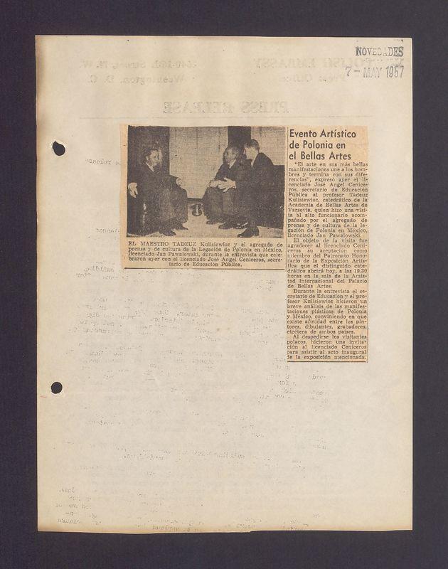 Evento Artistico de Polonia en el Bellas Artes
