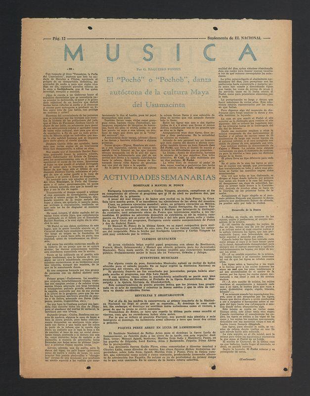 Musica. El "Pocho" o "Pochob", danza autoctona de la cultura Maya del Usumacinta