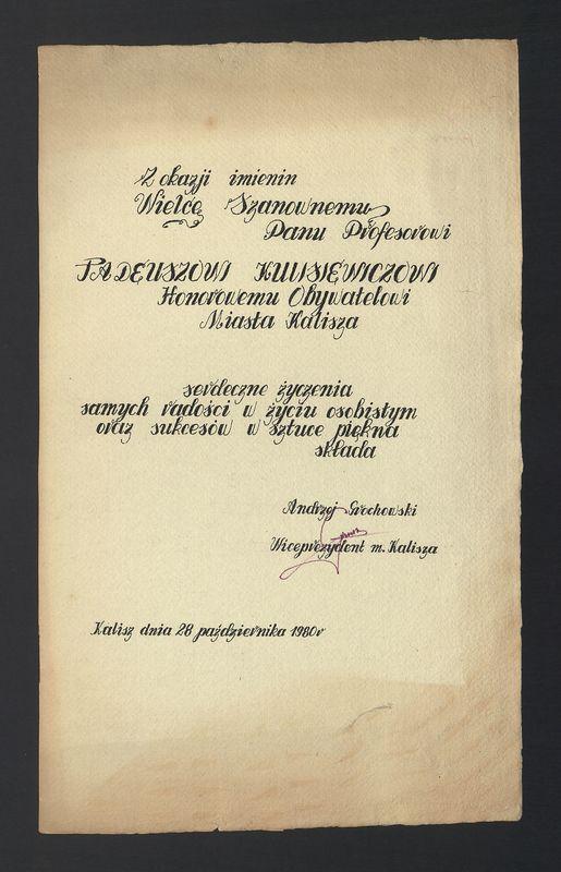 Z okazji imienin Wielce Szanownemu Panu Profesorowi [...]