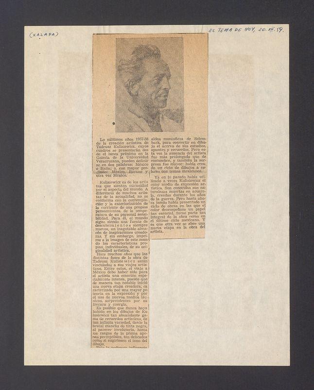 Lo sultimos anos 1957-58 de la creacion artistica de Tadeusz Kulisiewicz