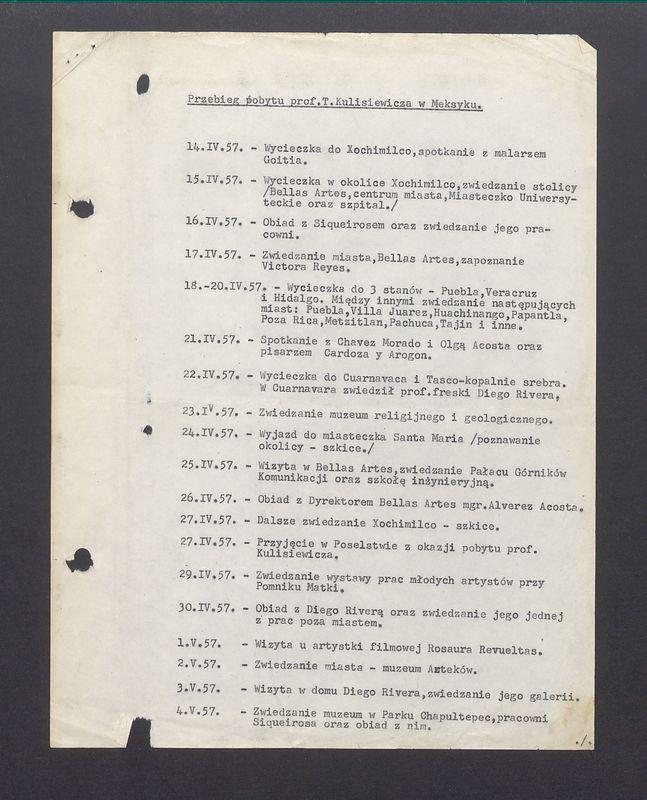 Przebieg pobytu prof. T. Kulisiewicza w Meksyku