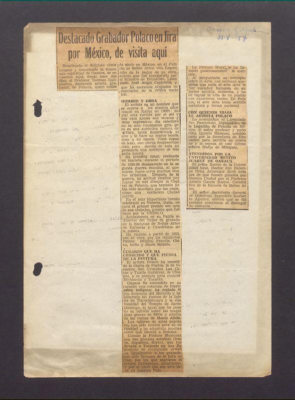 Destacado Grabador Polaco en Jira por Mexico, de visita aqui