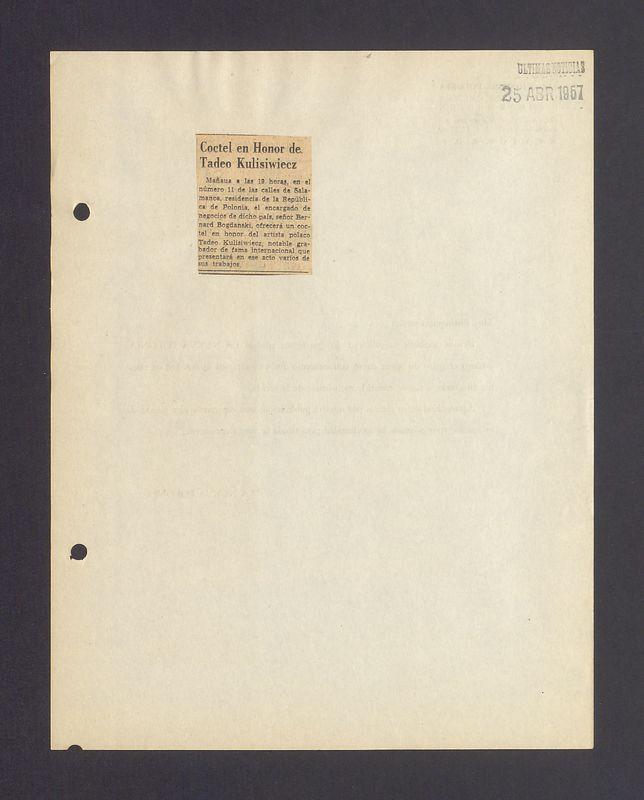 Coctel en Honor de Tadeo Kulisiwiecz