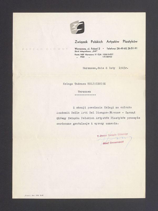 Z okazji powołania Kolegi na członka Academii Delle Arti Del Disegno Firenze [...]