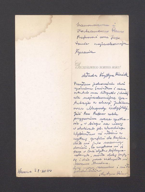 Szanownemu i Kochanemu Panu Profesorowi oraz Jego Żonie [...]