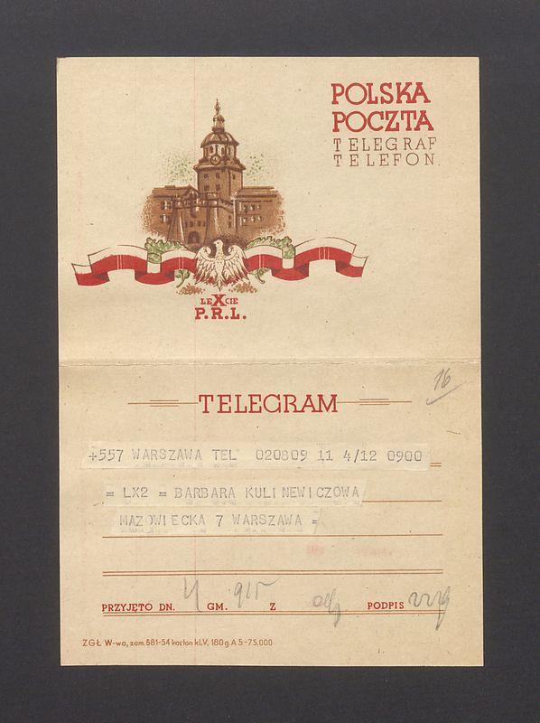 Telegram. Dużo dobrych życzeń [...]