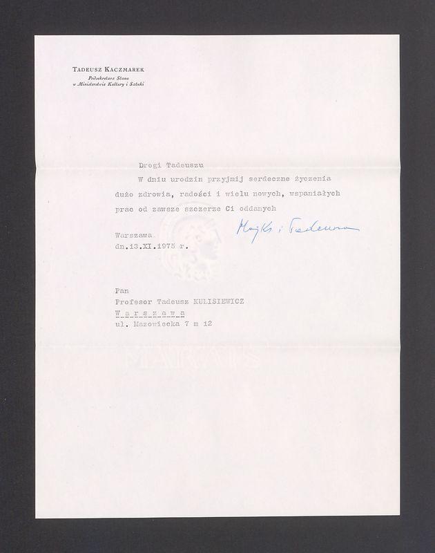 Drogi Tadeuszu W dniu urodzin przyjmij serdeczne życzenia [...]