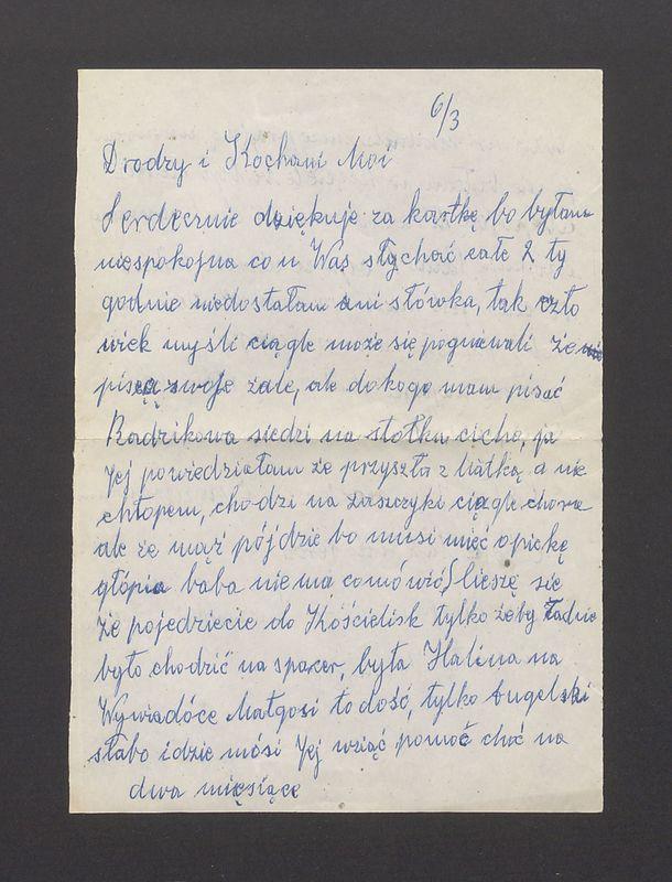 Drodzy i Kochani Moi Serdecznie dziękuję za kartkę [...]