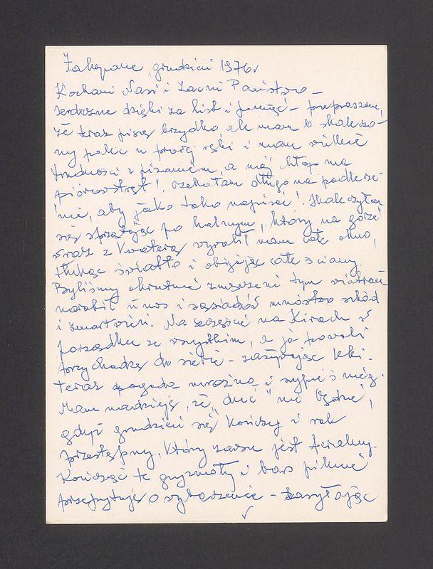 Kochani Nasi i Zacni Państwo - serdeczne dzięki za list [...]