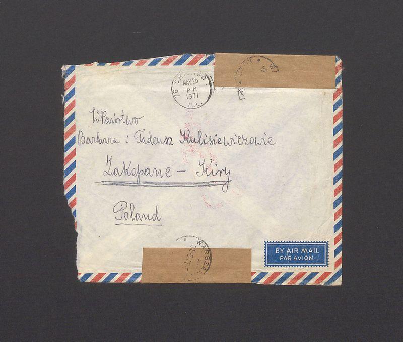 Koperta, adr. W. Państwo Barbara i Tadeusz Kulisiewiczowie