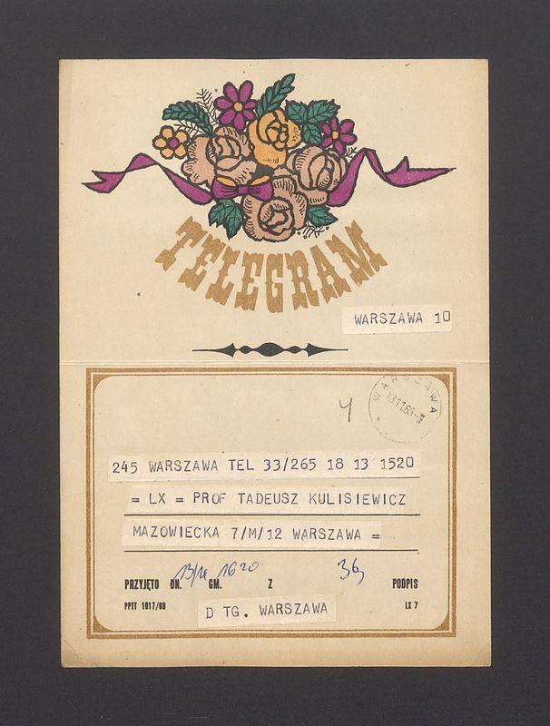 Telegram. Serdecznie cię ściskam i całuję [...]