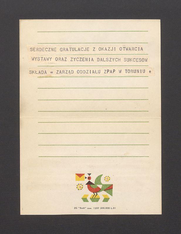 Telegram. Serdeczne gratulacje z okazji otwarcia wystawy