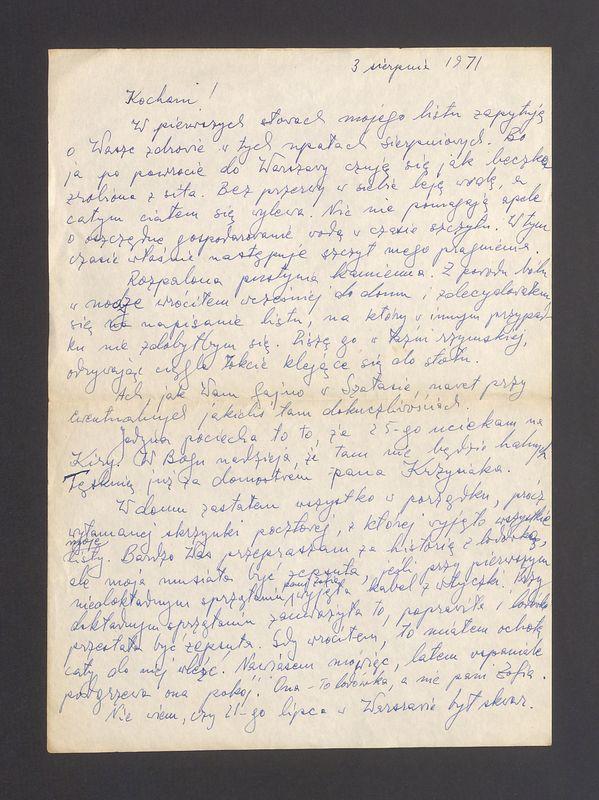 Kochani! W pierwszych słowach mojego listu [...]