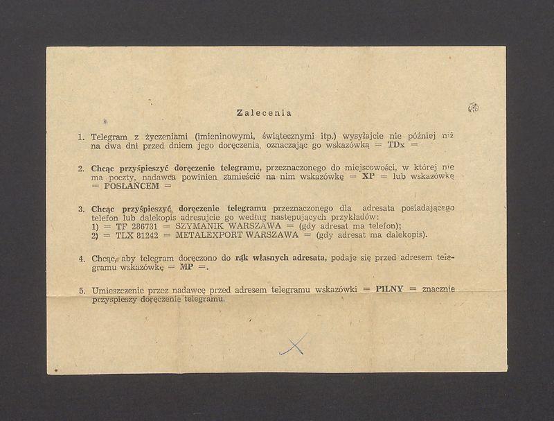 Telegram. Proszę o pilne porozumienie z Departamentem Plastyki [...]