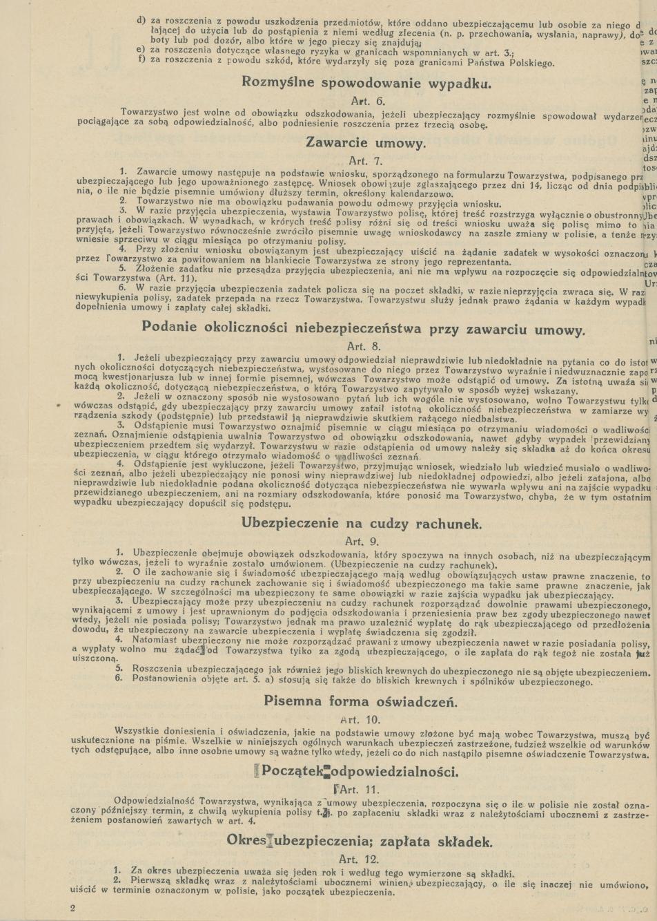 Polisa nr 100.173 Towarzystwa Akcyjnego Polonia na nazwisko Mieczysław Trzeciak