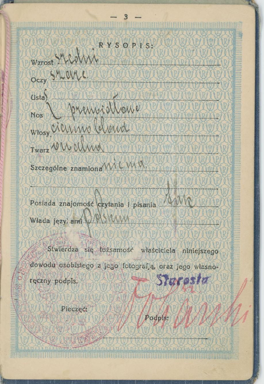 Dowód osobisty Mieczysława Trzeciaka