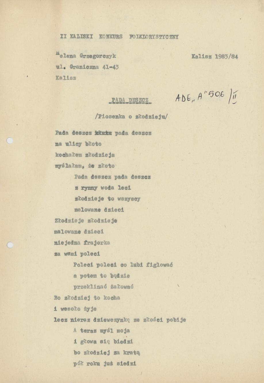 Pada deszcz (piosenka o złodzieju)