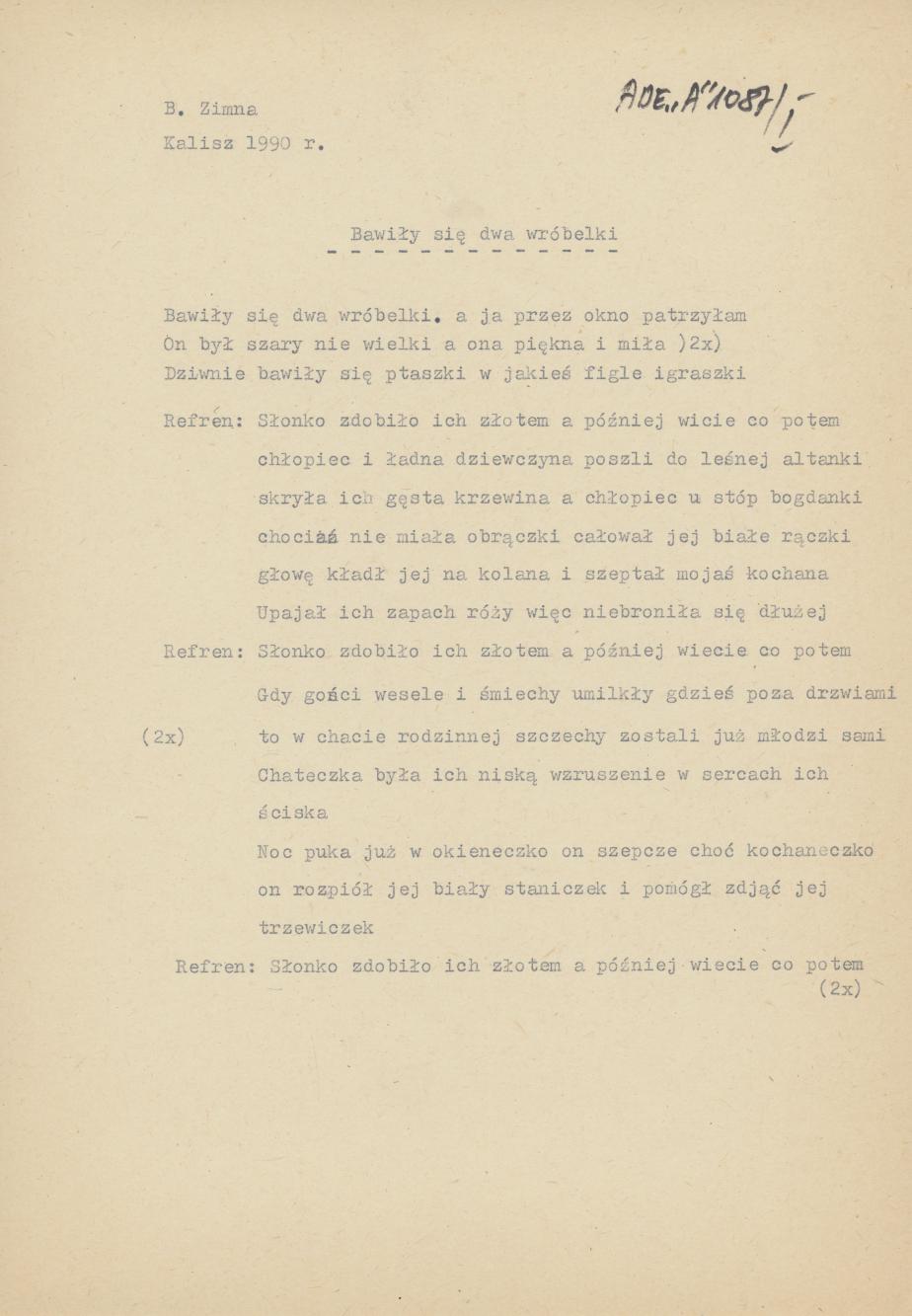 Bawiły się dwa wróbelki