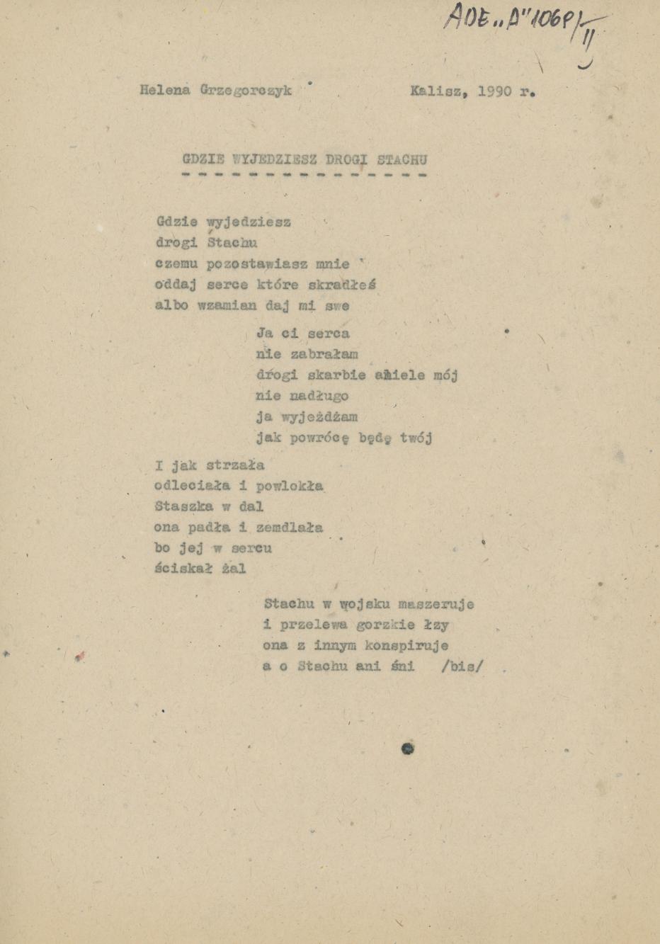 Gdzie wyjedziesz drogi Stachu