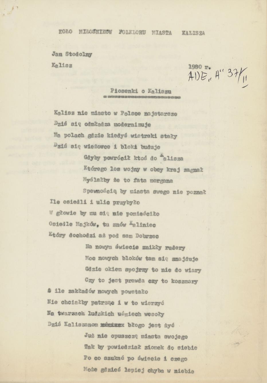 Piosenki o Kaliszu