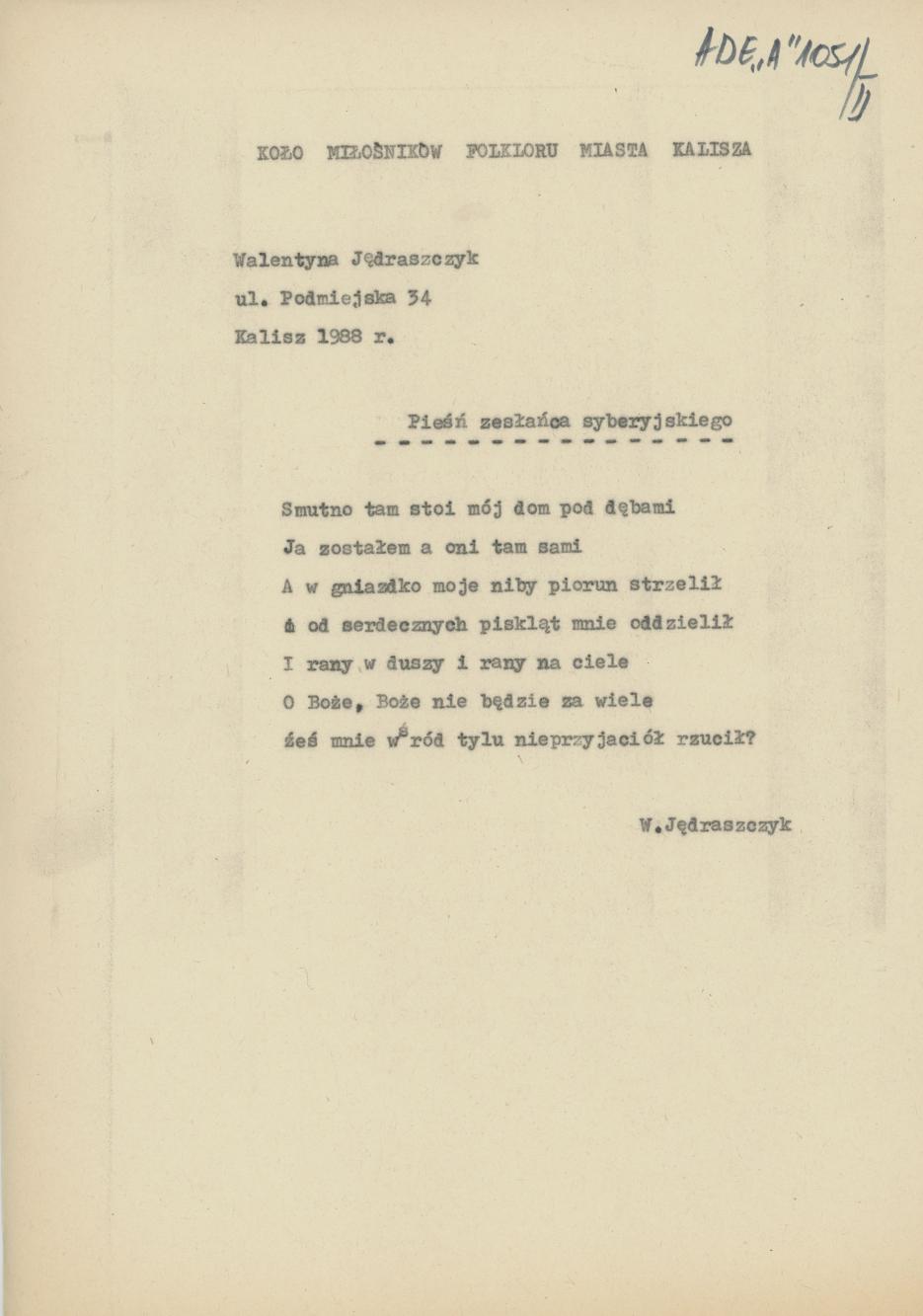 Pieśń zesłańca syberyjskiego