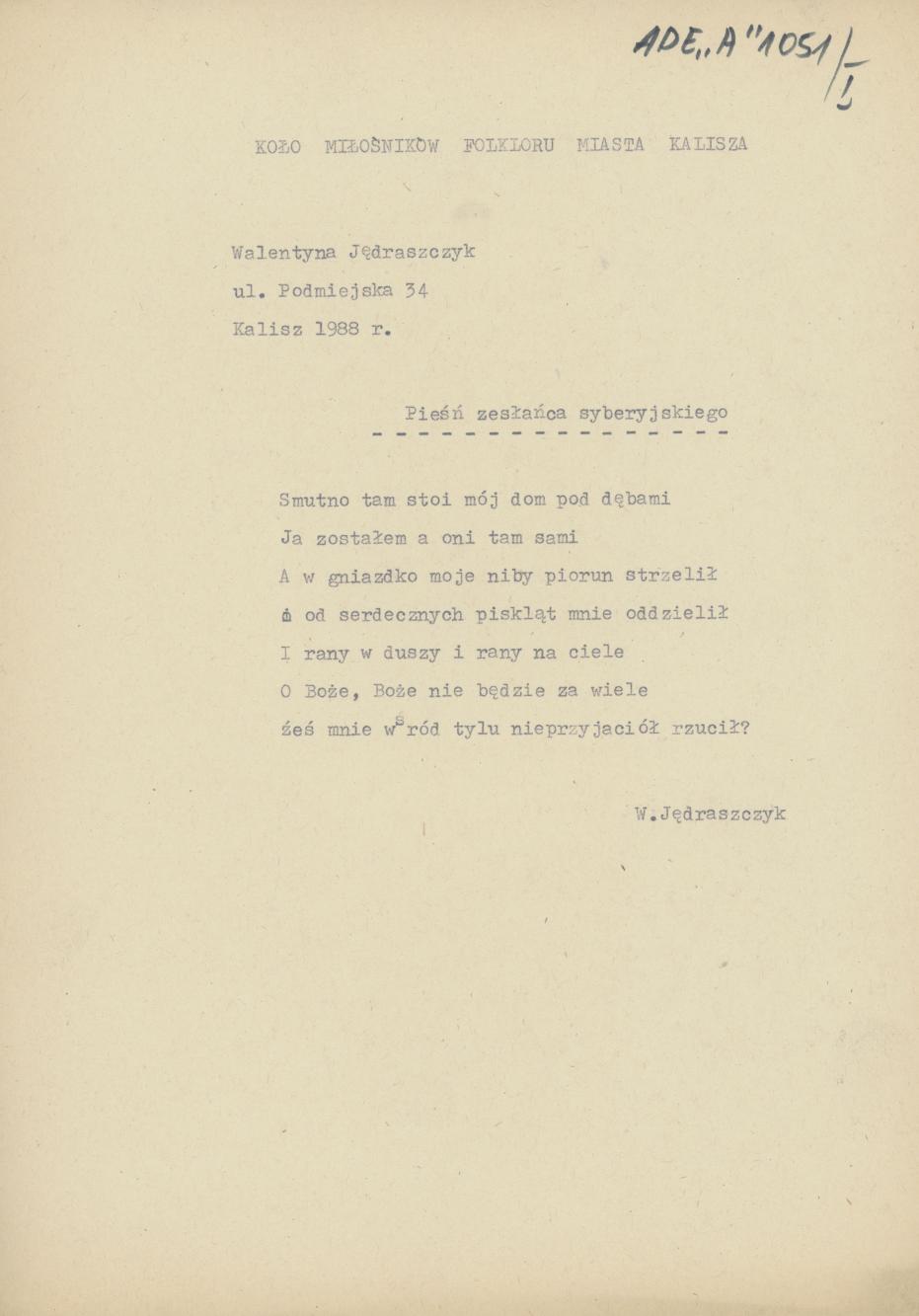 Pieśń zesłańca syberyjskiego