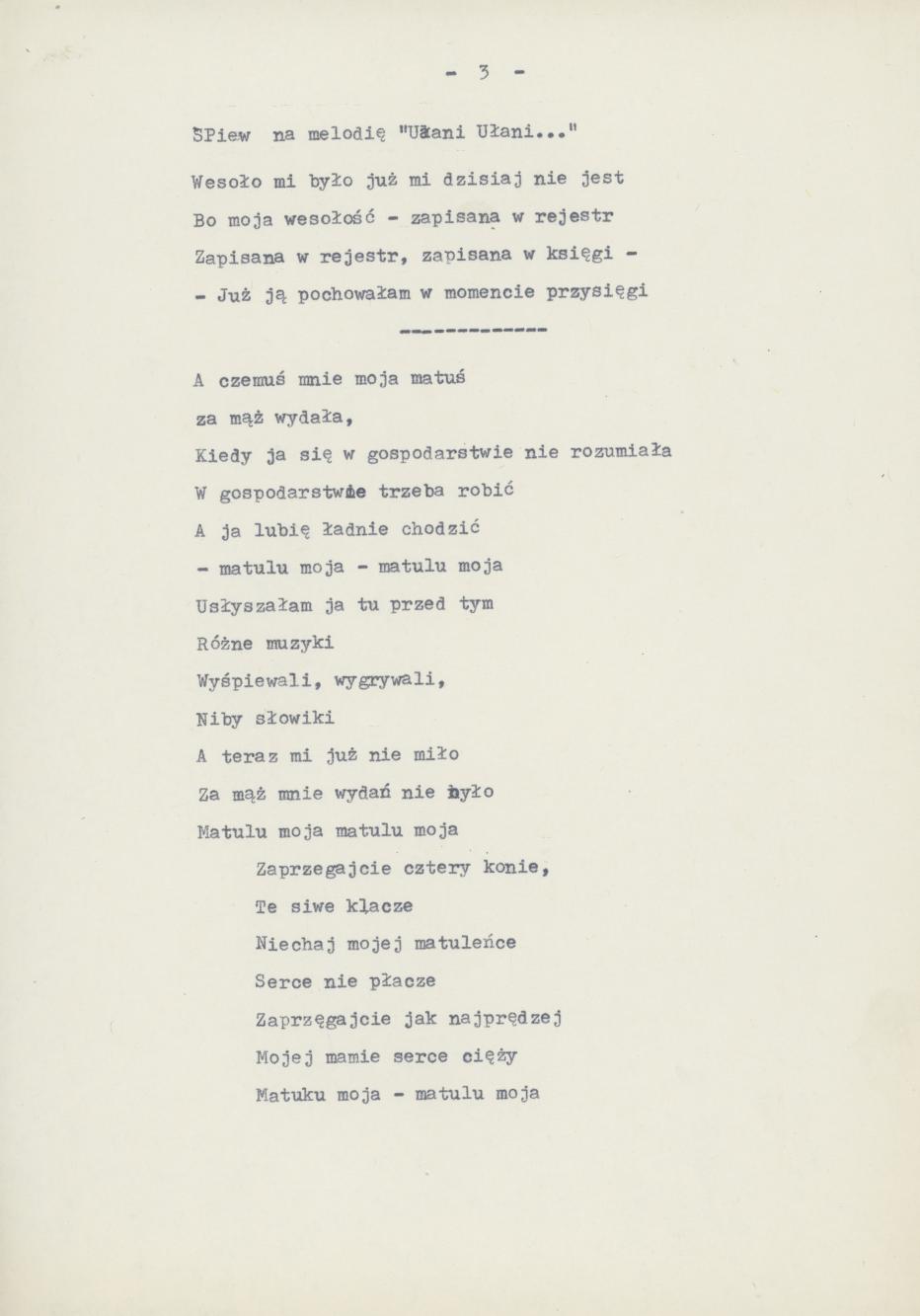 Przyśpiewki i piosenki wg nieznanego autora