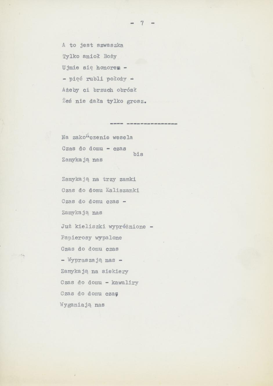 Przyśpiewki i piosenki wg nieznanego autora