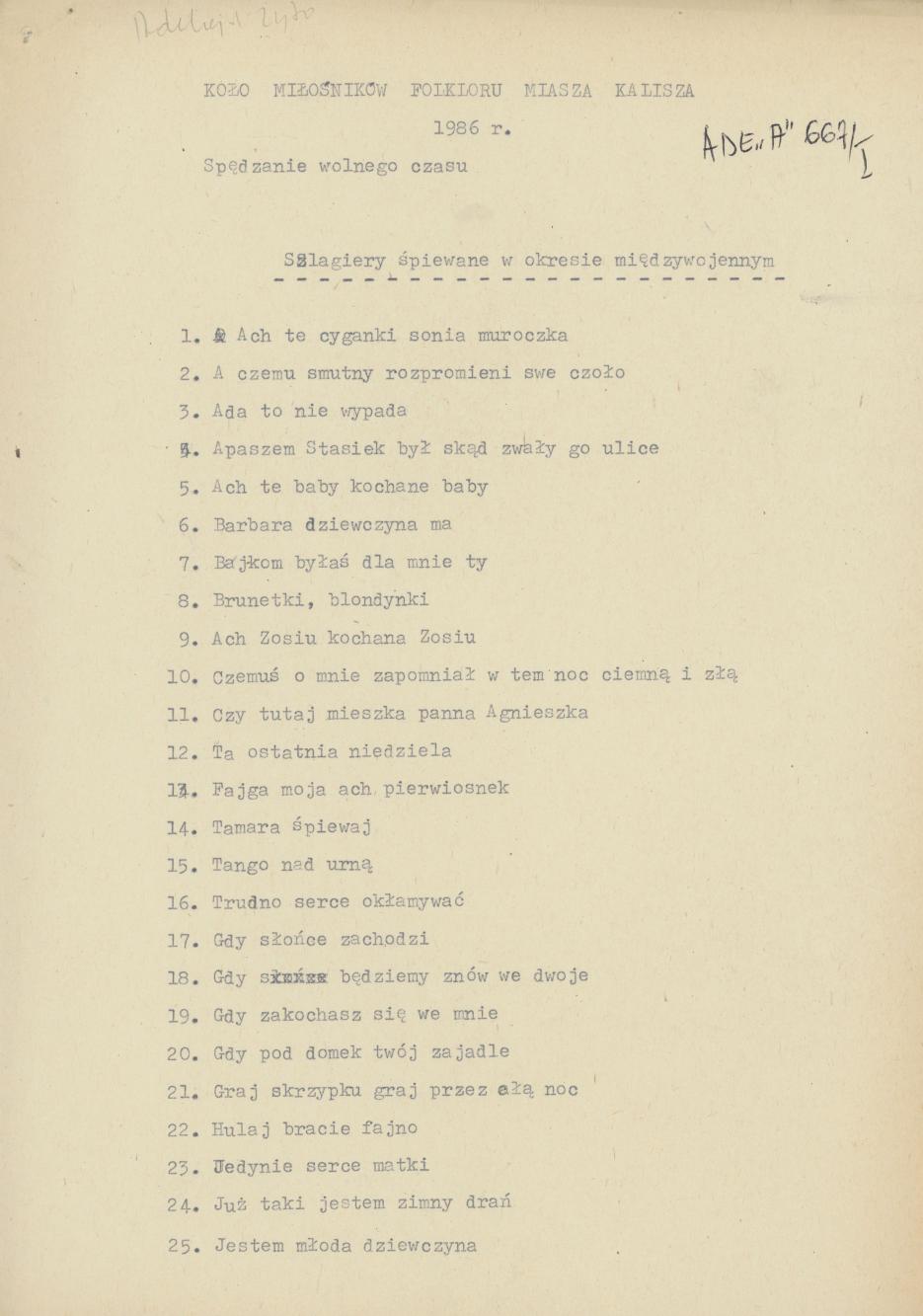 Szlagiery śpiewane w okresie międzywojennym