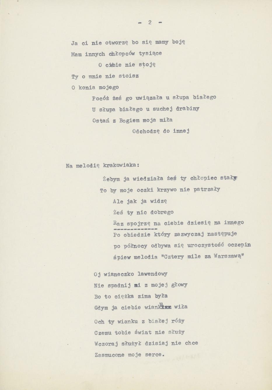 Przyśpiewki i piosenki wg nieznanego autora