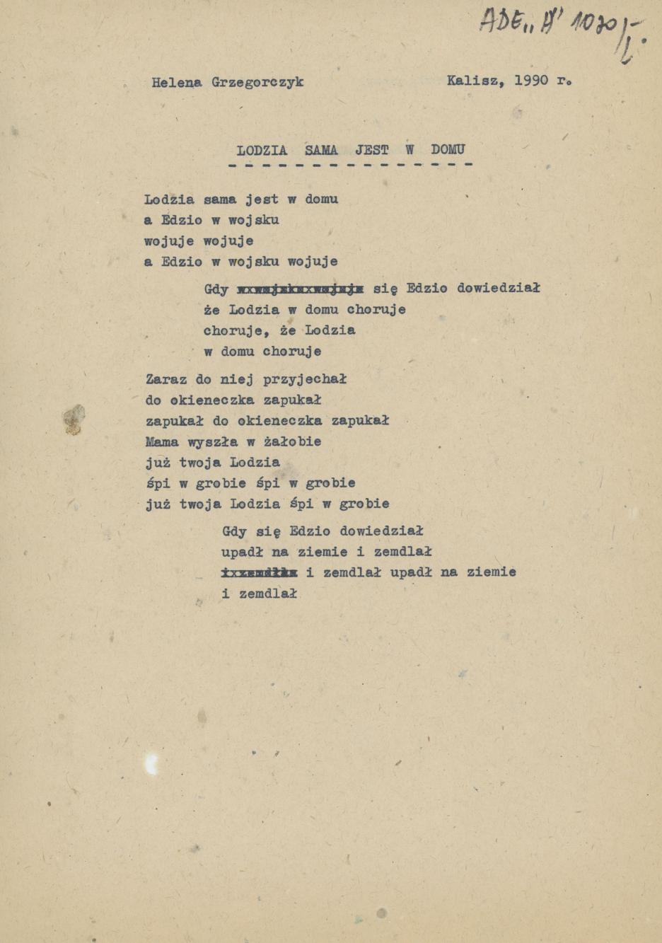 Lodzia sama jest w domu