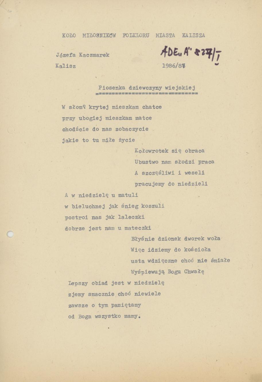 Piosenka dziewczyny wiejskiej