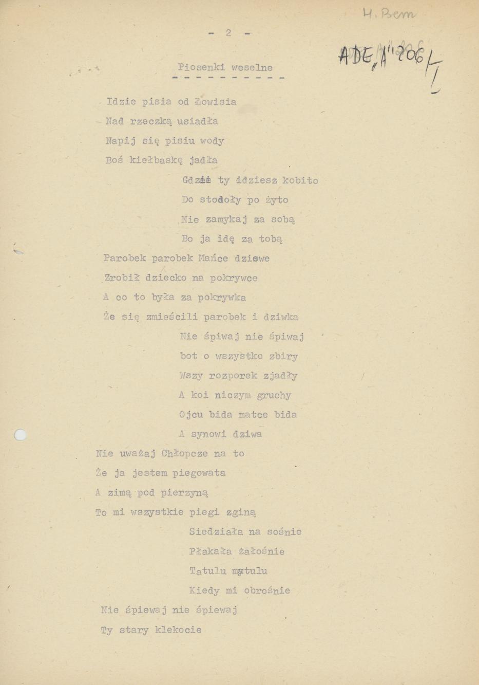 Przyśpiewki i zwyczaje weselne