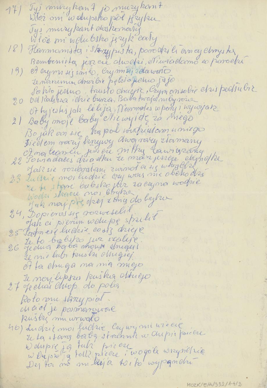 Przyśpiewki weselne z Czartek