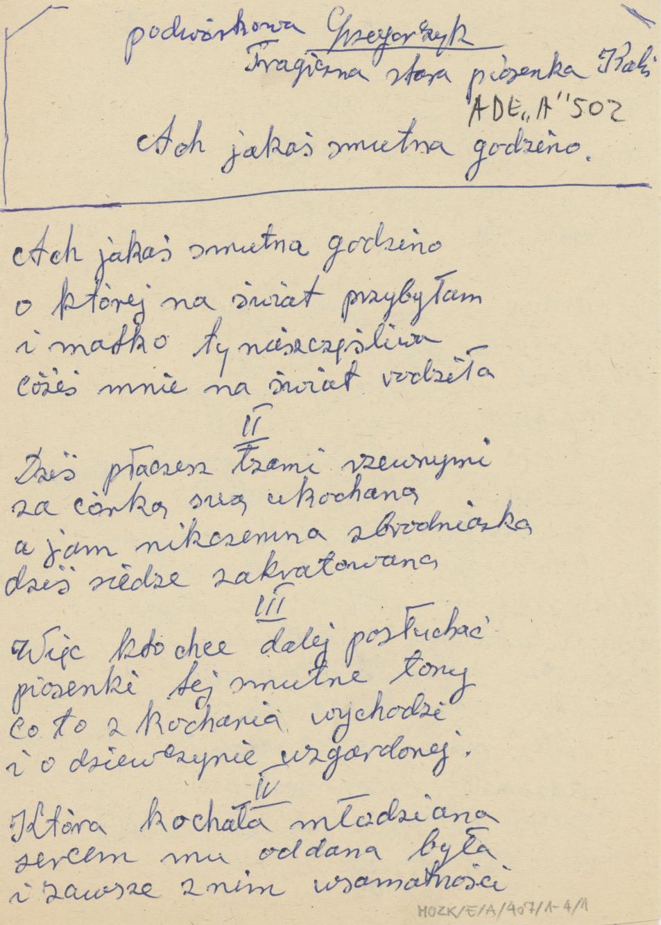 Ach jakaś smutna godzino