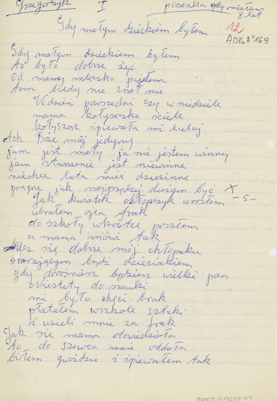 Gdy małym dzieckiem byłem