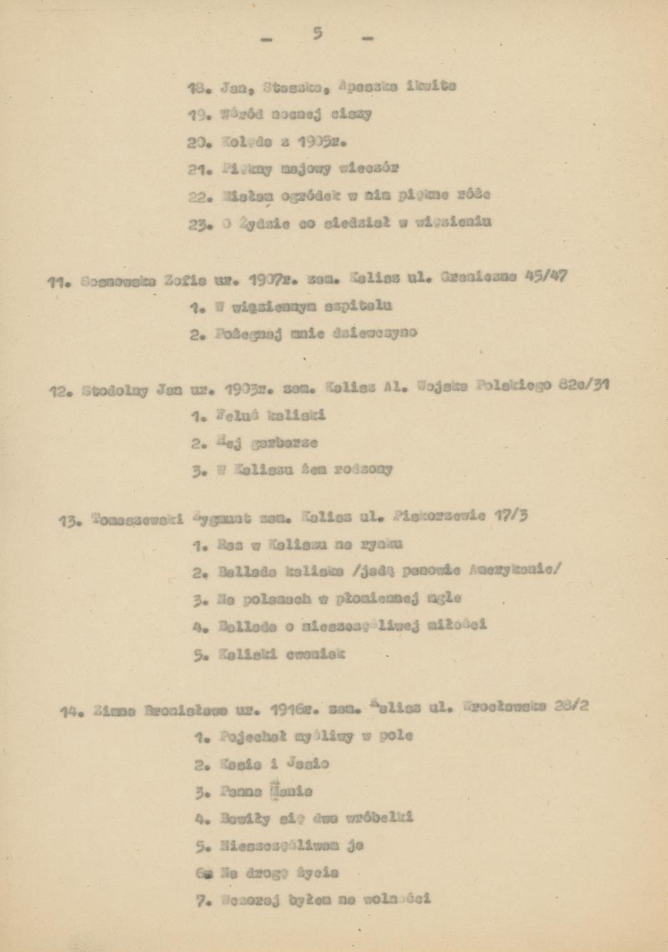 Wykaz uczestników Konkursu folklorystycznego miasta Kalisza 1976/77, cz. 1