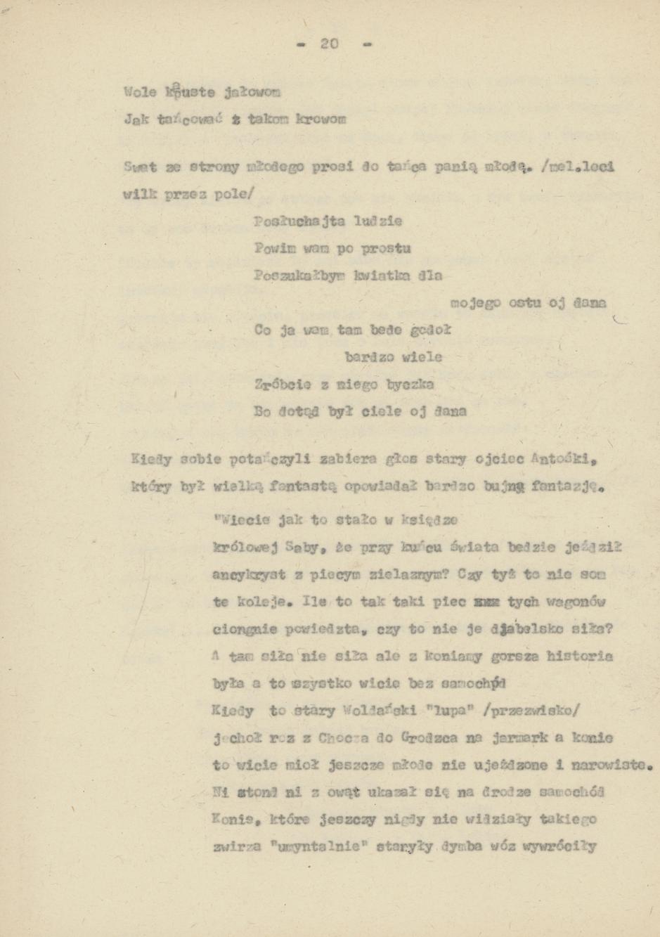 Śpiewy ludowe weselne na terenie miasta Kalisza i powiatu śpiewane, cz. 1